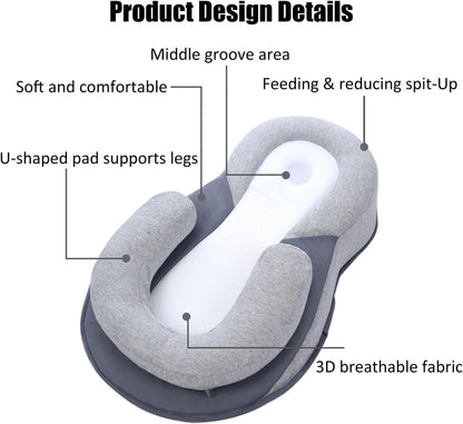 Baby Wedge Pillow for Newborn, Adjustable Wedge Baby Breastfeeding Lounger Perfect for Reducing Spit-Up