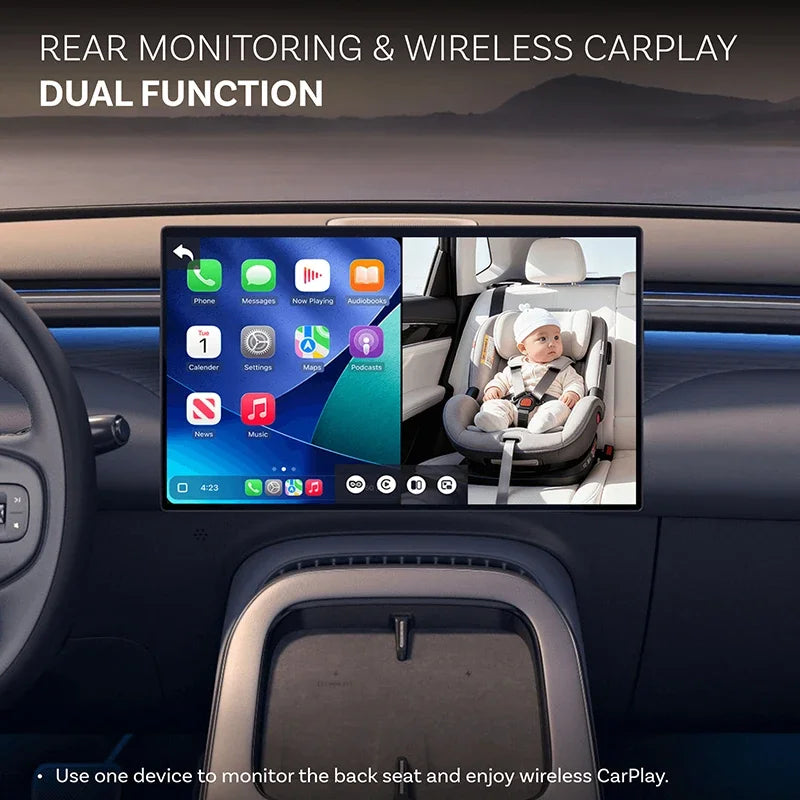Cabin Care Wireless Carplay Adapter Baby Car Camera for Backseat 1080P 150° Wide Angle Night Vision Back‑Seat Monitor