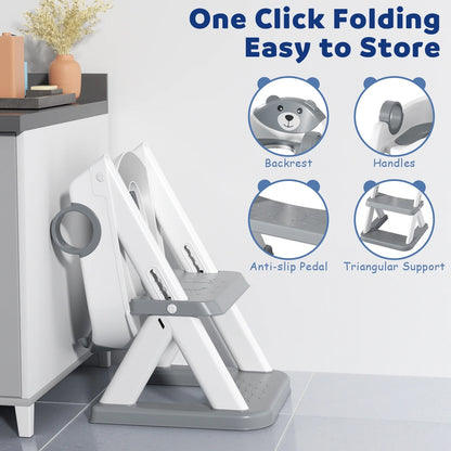 Potty Training Seat, Toddler Step Stool, 2 in 1 Potty Training Toilet for Kids, Baby Seat with Splash Guard and Anti-Slip Pad for Boys Girls Potty Training, Grey