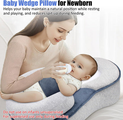 Baby Wedge Pillow for Newborn, Adjustable Wedge Baby Breastfeeding Lounger Perfect for Reducing Spit-Up
